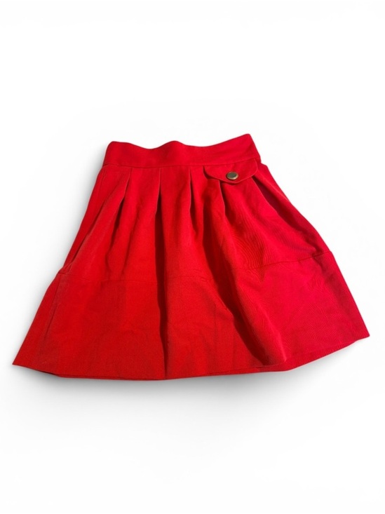 Miss Selfridge Dresses & Skirts - Miss Selfridge Red Pleated Mini Skirt High Waisted Size 8 Gold Button Detail